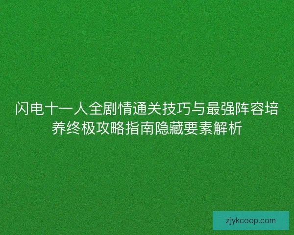 闪电十一人全剧情通关技巧与最强阵容培养终极攻略指南隐藏要素解析